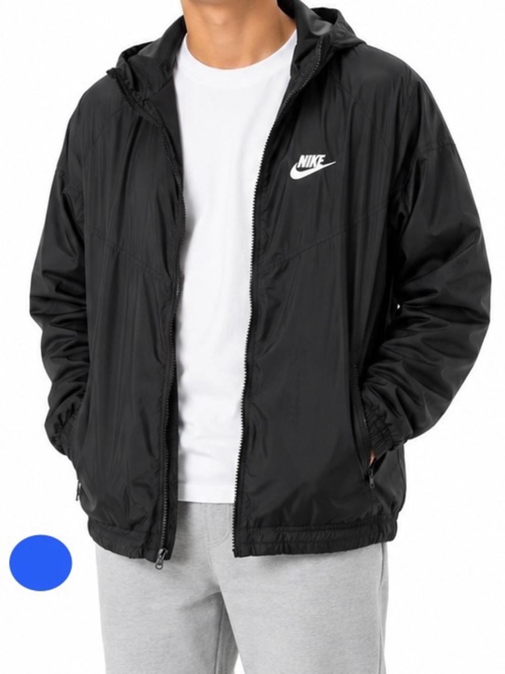 Nike Boys XL Black Hooded Windbreaker Jacket Mesh Lined Full Zip